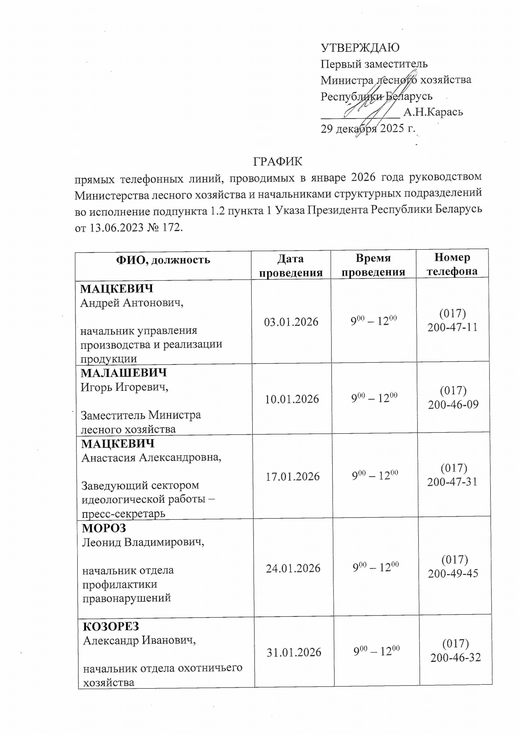 График прямых телефонных линий проводимы МЛХ 2026