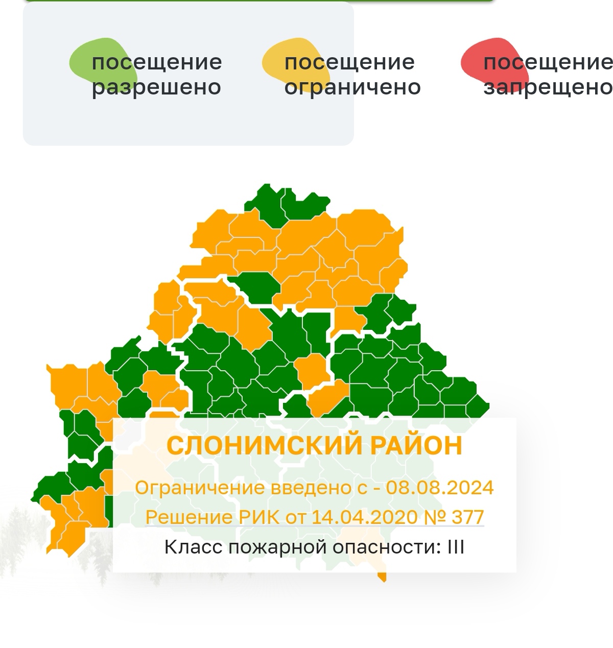 Введено ограничение на посещения лесов с 8 августа